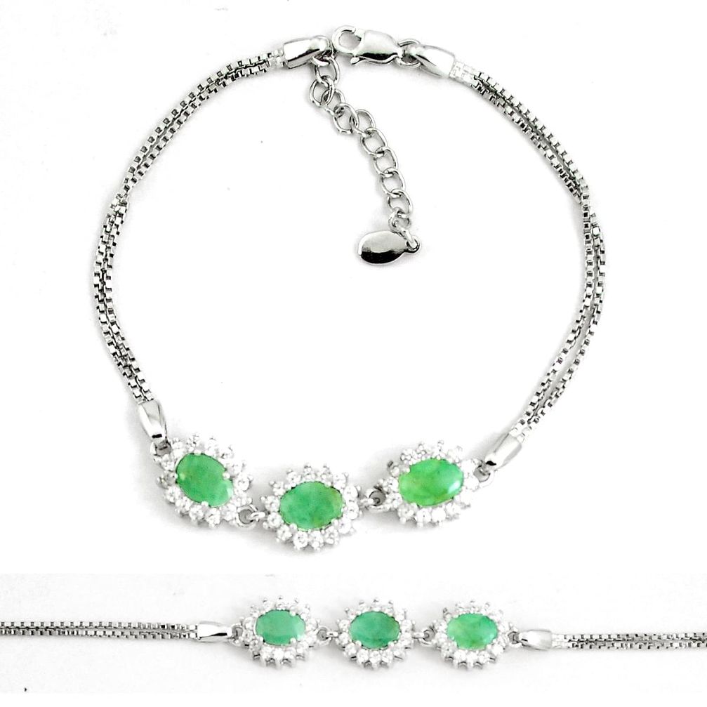 7.56cts natural green emerald topaz 925 sterling silver tennis bracelet a92330