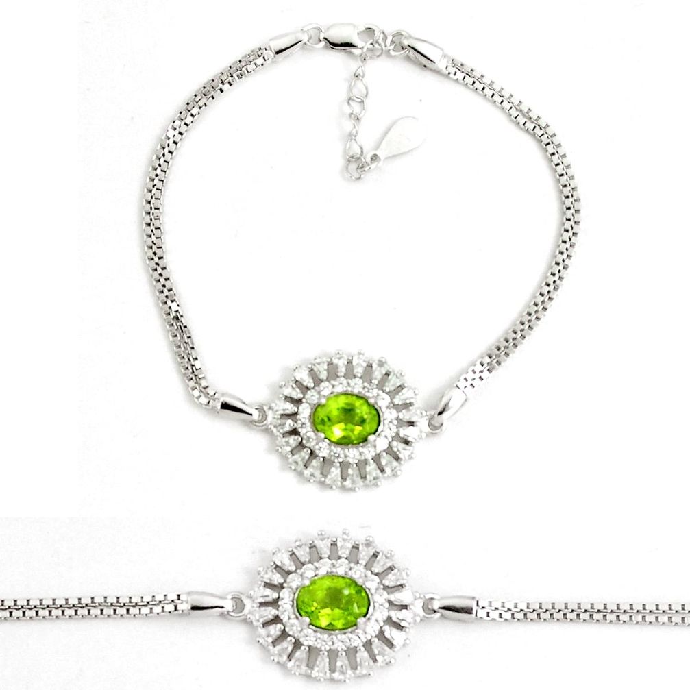6.09cts natural green peridot topaz 925 sterling silver tennis bracelet a92341