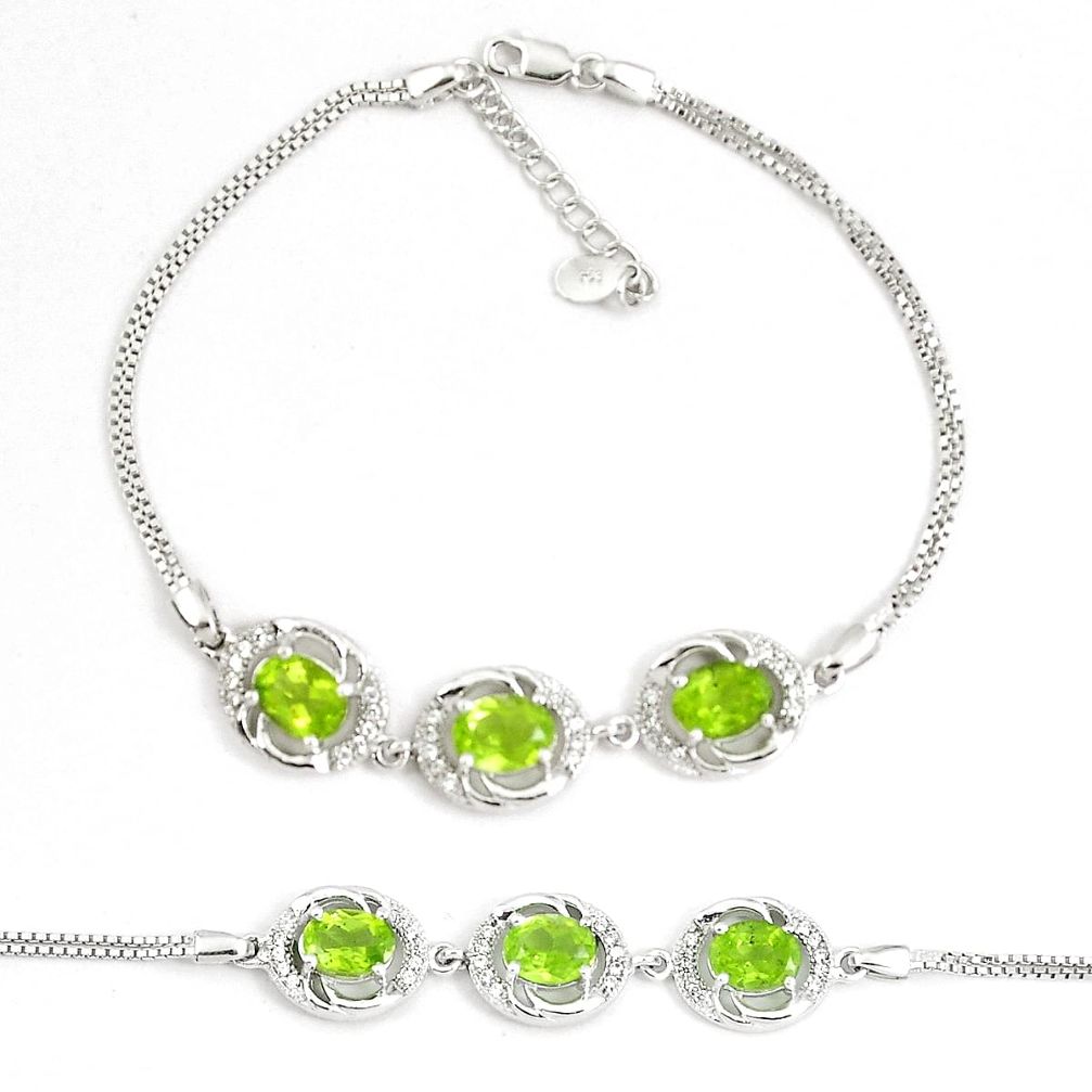9.91cts natural green peridot topaz 925 sterling silver tennis bracelet a92342