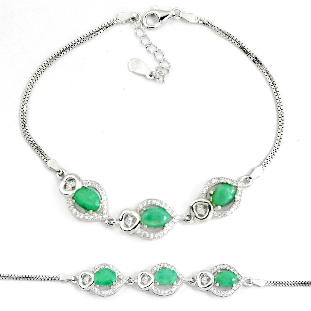 8.03cts natural green emerald topaz 925 sterling silver tennis bracelet a92345