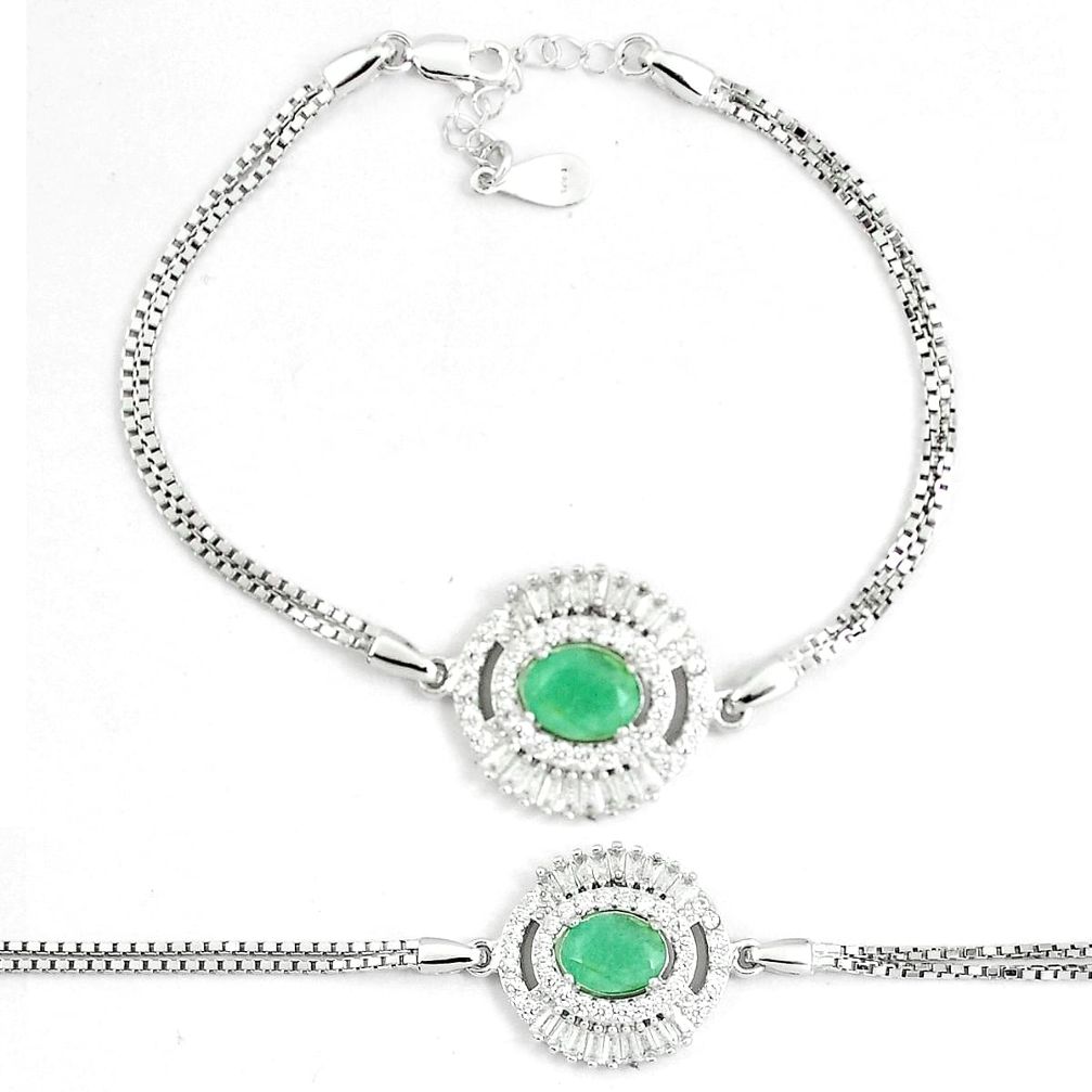 925 sterling silver 6.16cts natural green emerald topaz tennis bracelet a92347