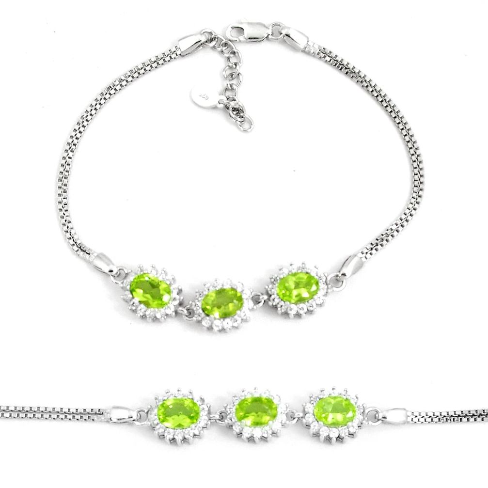 11.11cts natural green peridot topaz 925 sterling silver tennis bracelet a92375