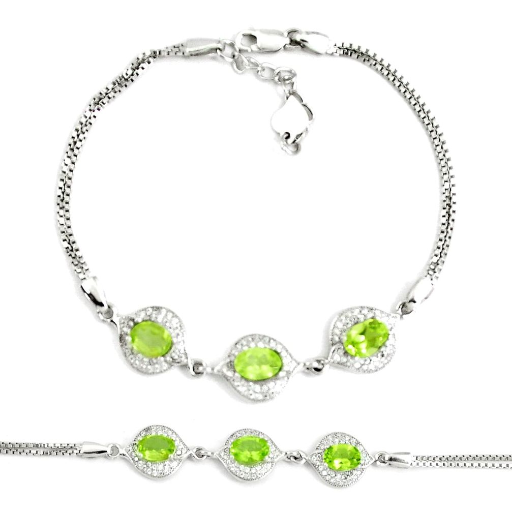 925 sterling silver 7.40cts natural green peridot topaz tennis bracelet a92376