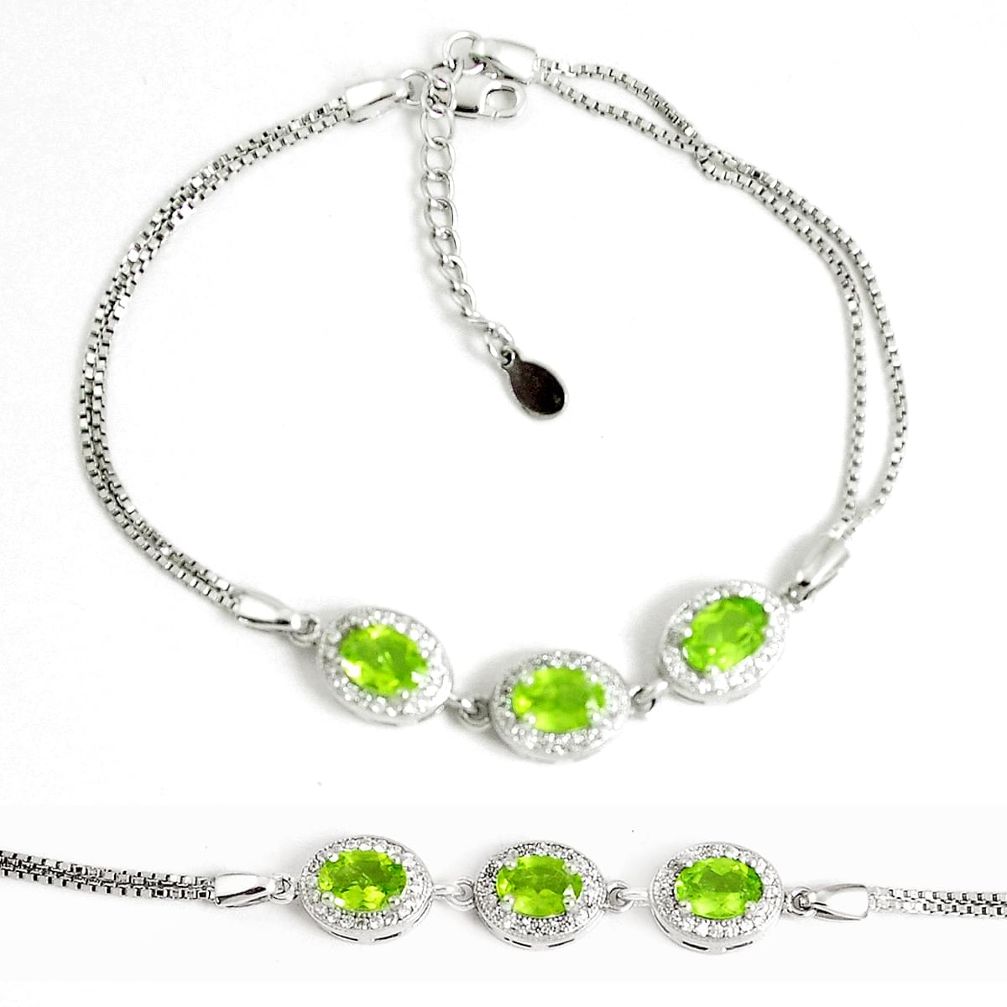 7.23cts natural green peridot topaz 925 sterling silver tennis bracelet a92393