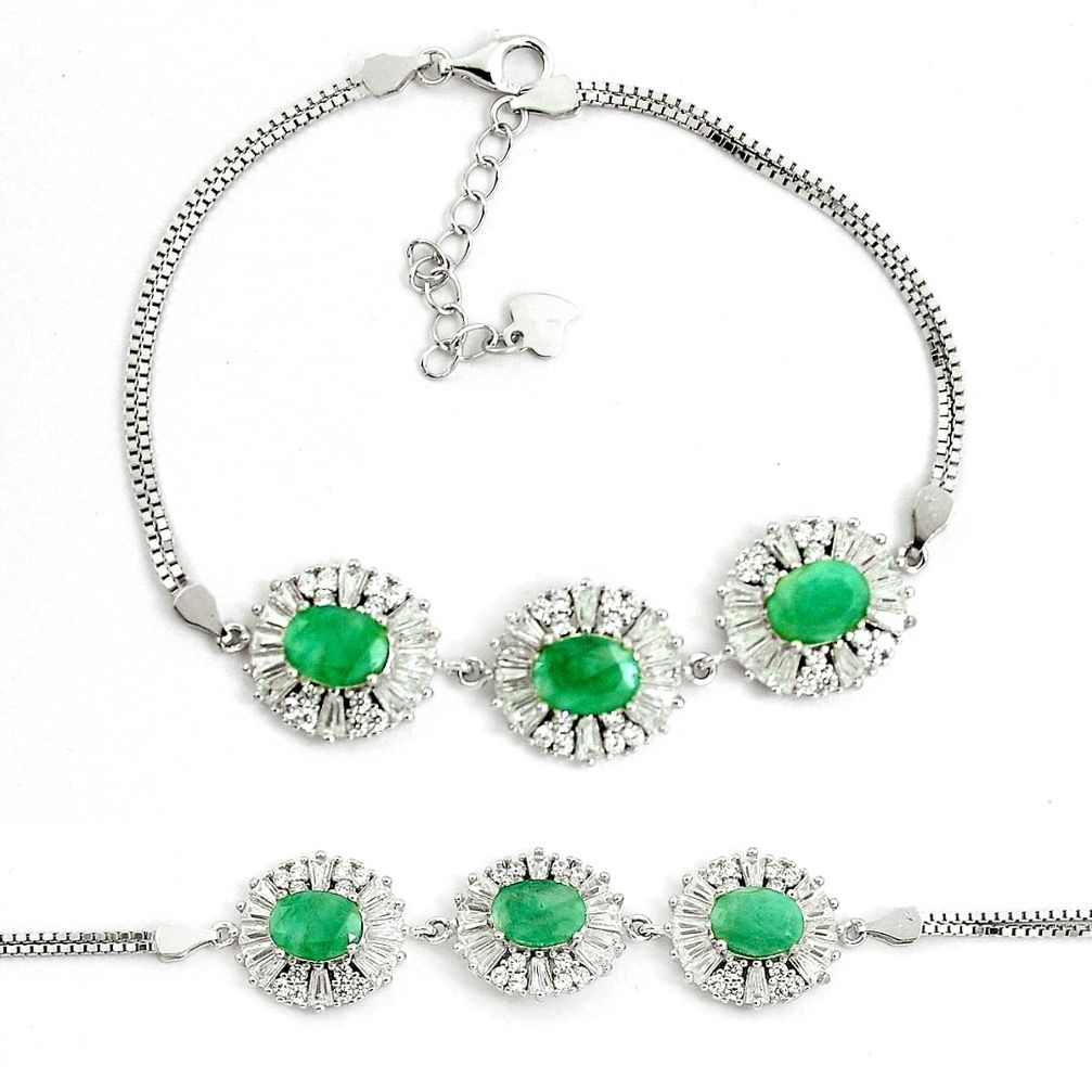 10.84cts natural green emerald topaz 925 sterling silver tennis bracelet a92399