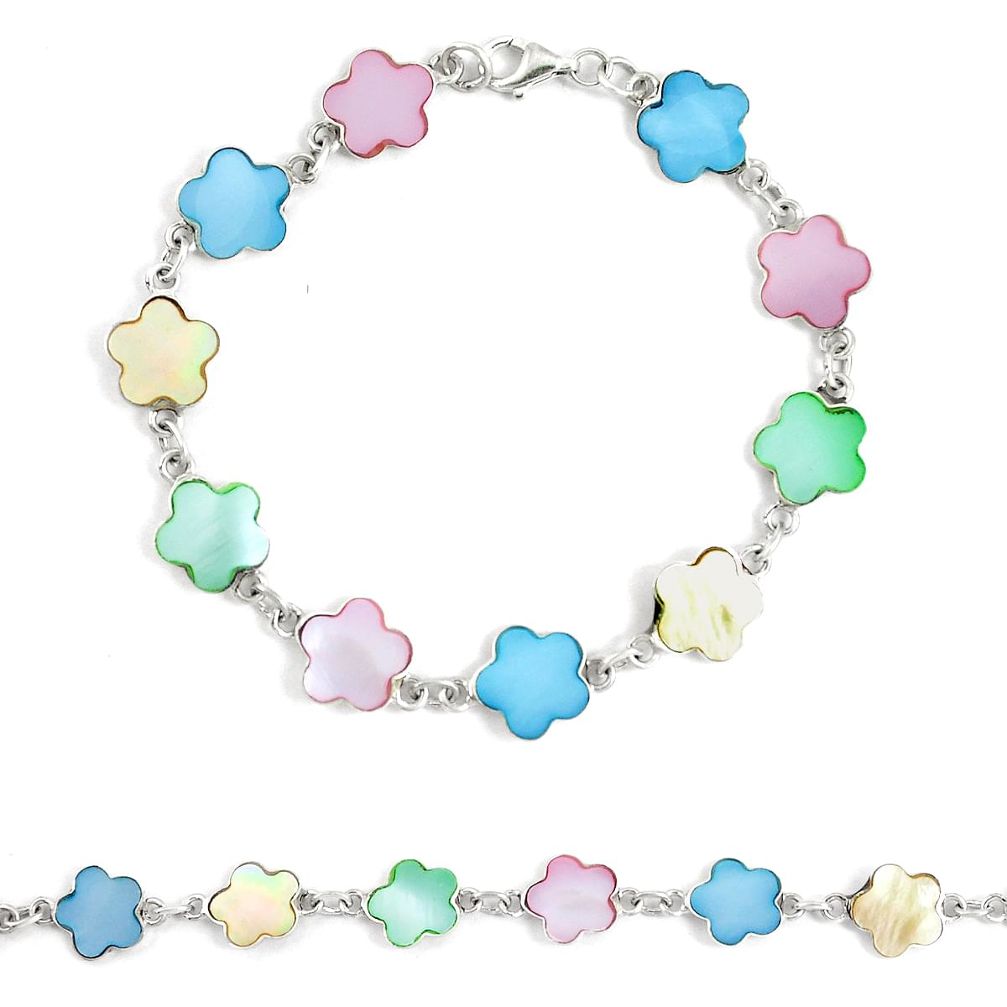 925 silver 5.69gms multi color blister pearl enamel tennis bracelet a94915