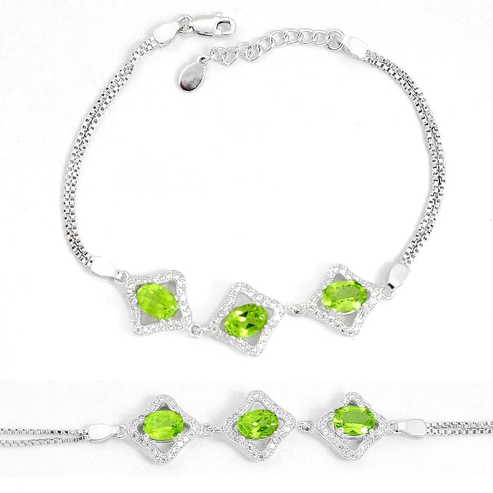 7.51cts natural green peridot topaz 925 sterling silver bracelet jewelry a96568
