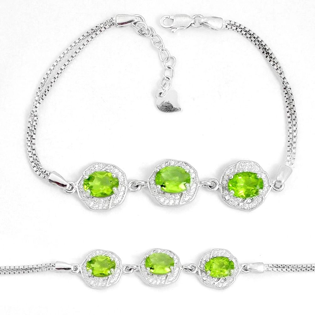 8.14cts natural green peridot topaz 925 sterling silver bracelet jewelry a96569