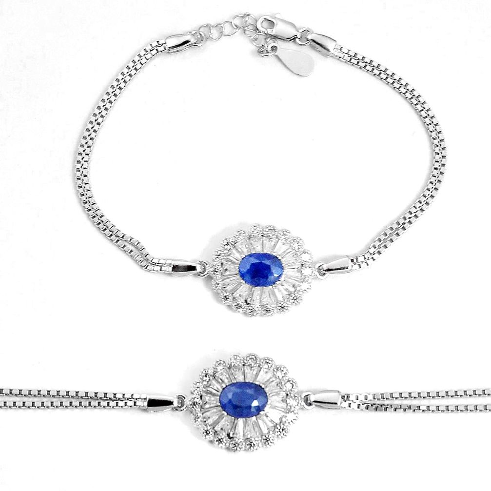 5.63cts natural blue sapphire topaz 925 sterling silver bracelet jewelry a96575