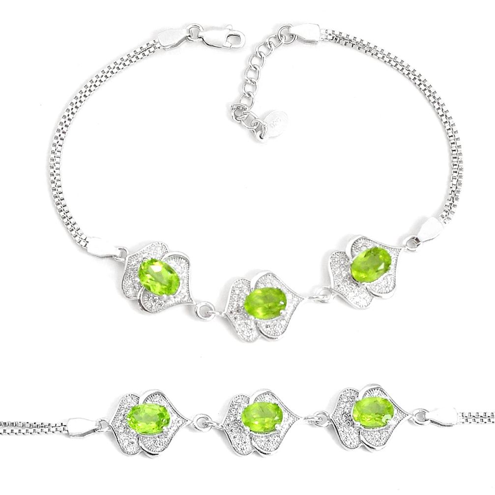 8.98cts natural green peridot topaz 925 sterling silver bracelet jewelry a96586