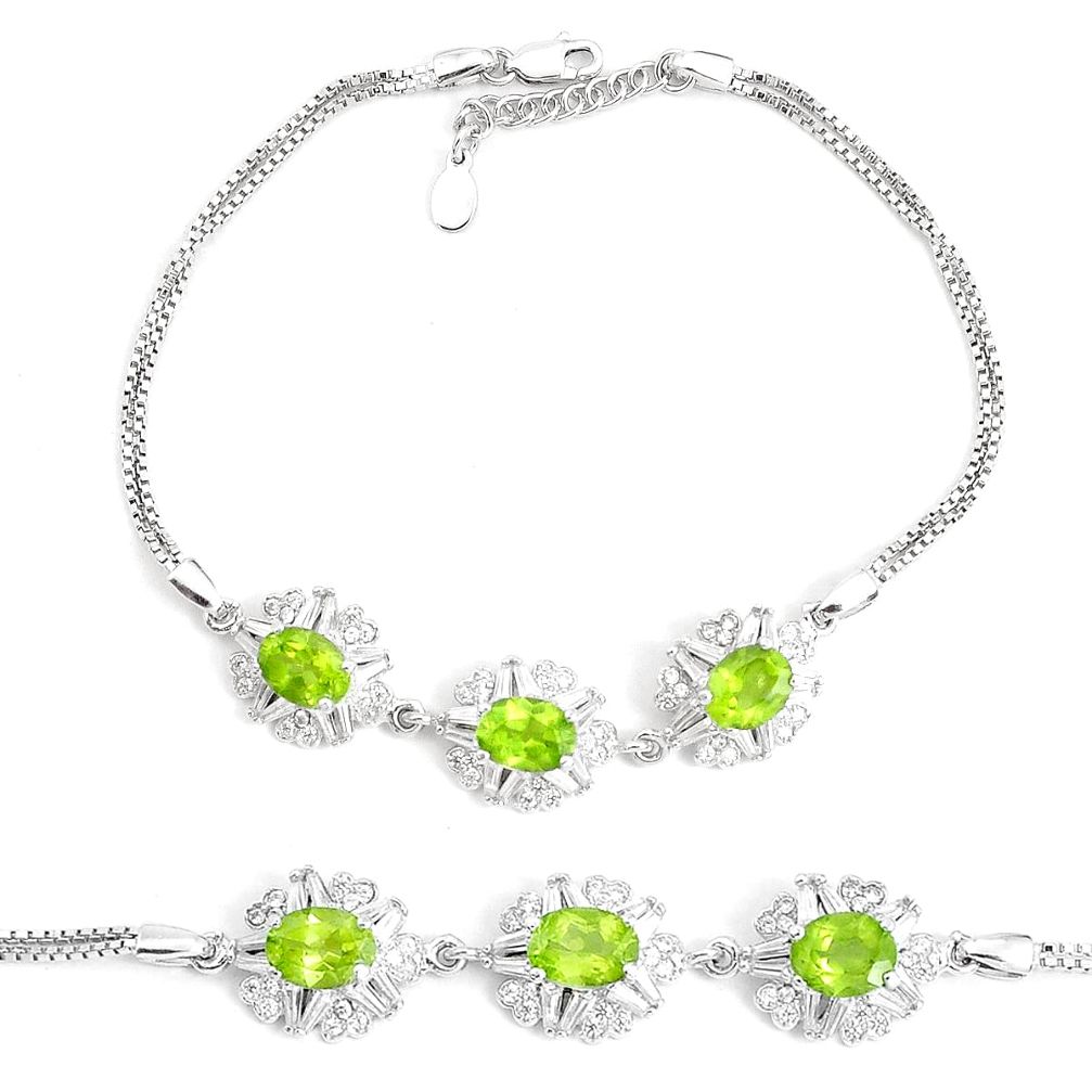 13.22cts natural green peridot topaz 925 sterling silver bracelet jewelry a96587
