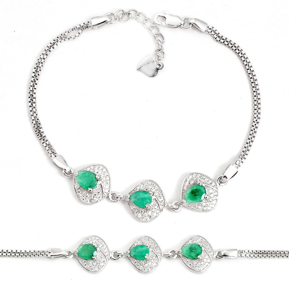 8.22cts natural green emerald topaz 925 sterling silver bracelet jewelry a96866