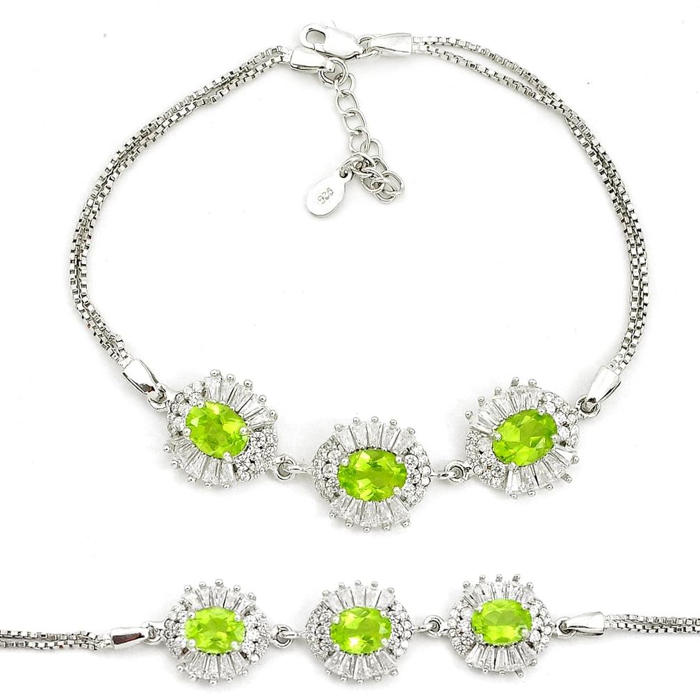 13.90cts natural green peridot topaz 925 sterling silver bracelet jewelry a96889