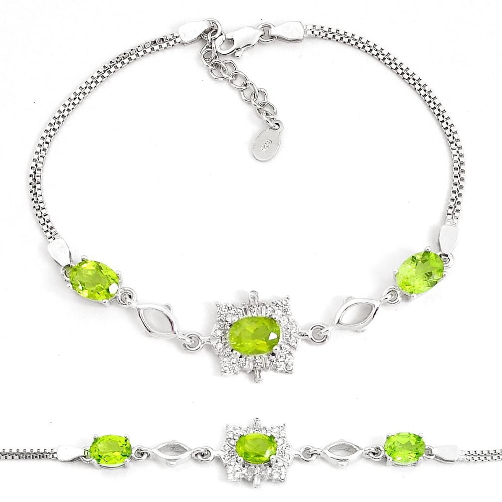 925 sterling silver 8.70cts natural green peridot topaz bracelet jewelry a96890