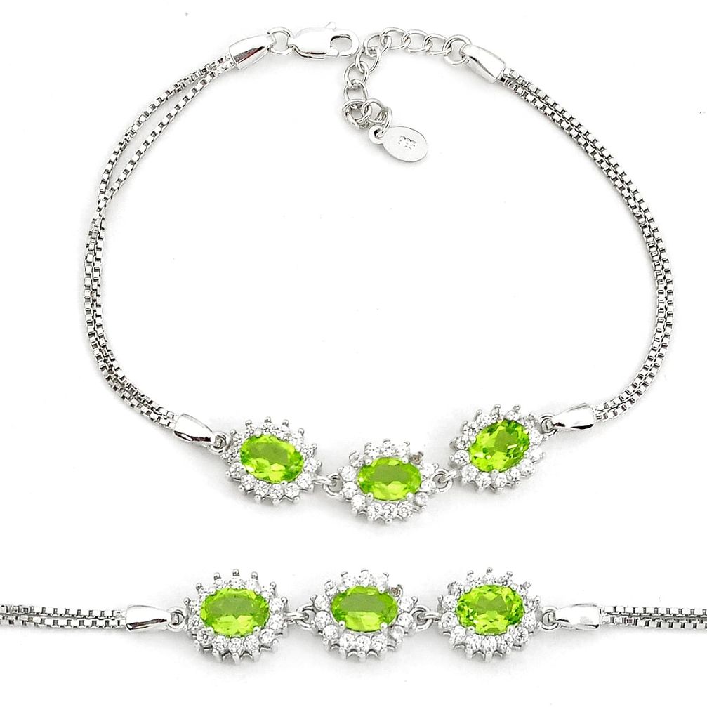 9.44cts natural green peridot topaz 925 sterling silver bracelet jewelry a96891