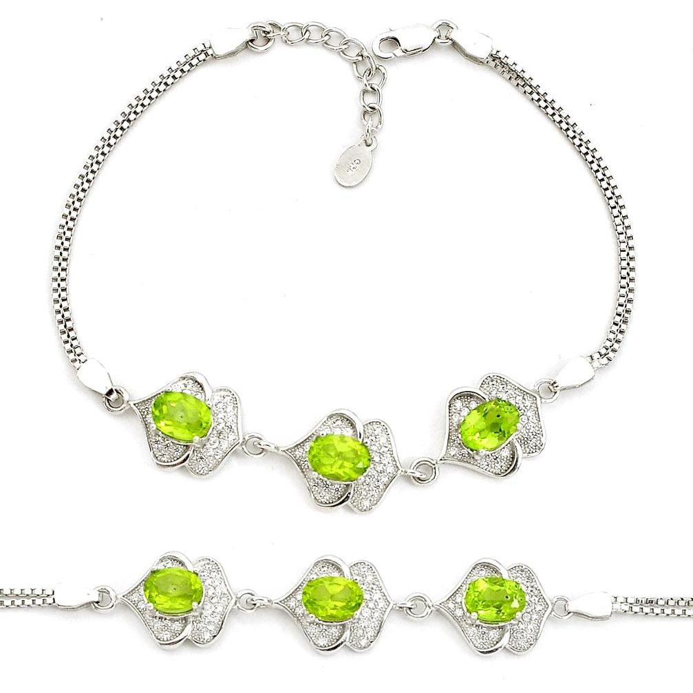 925 sterling silver 9.72cts natural green peridot topaz bracelet jewelry a96893