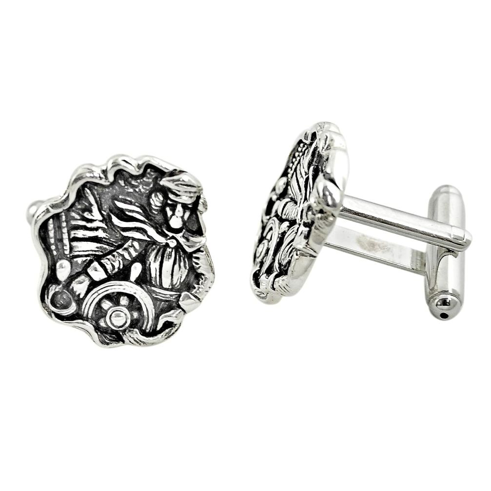 13.02gms indonesian bali style solid 925 sterling silver cufflinks a82192
