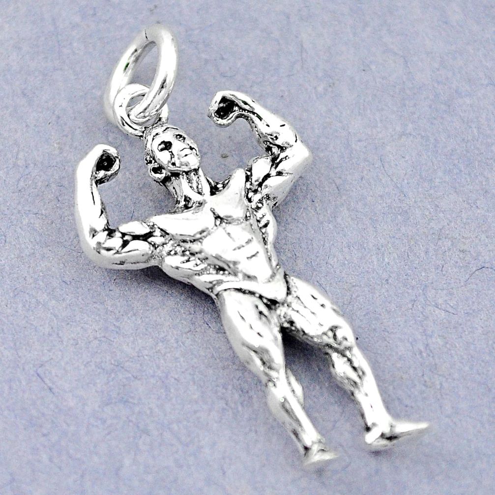 5.07gms bodybuilder newborn charm 925 sterling silver children pendant a82559