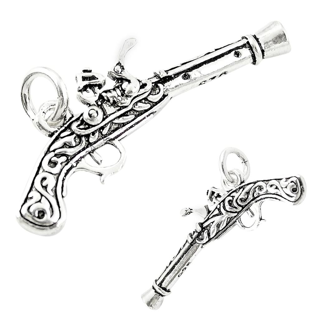4.83gms old school cowboy revolver baby jewelry sterling silver pendant a82623