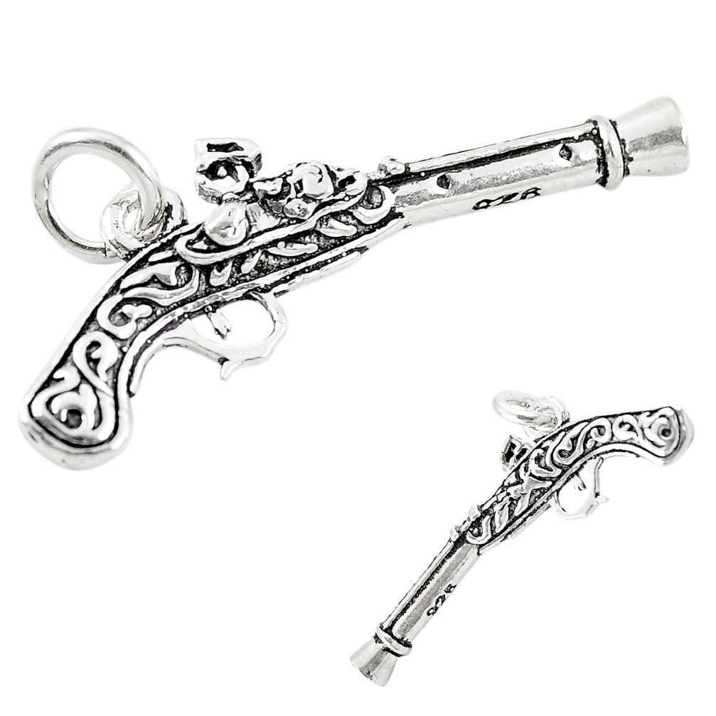 4.82gms old school cowboy revolver baby jewelry sterling silver pendant a82628