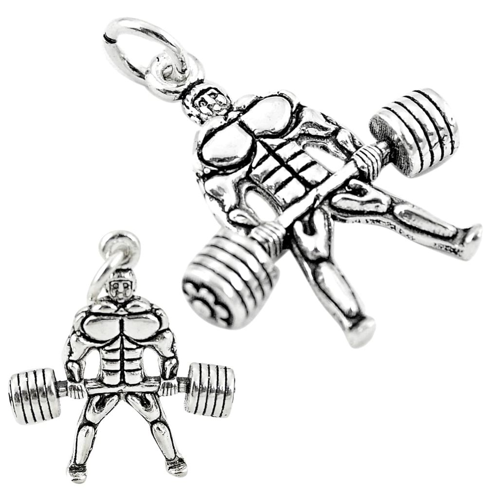 4.45gms muscle baby charm solid 925 sterling silver children pendant a82664