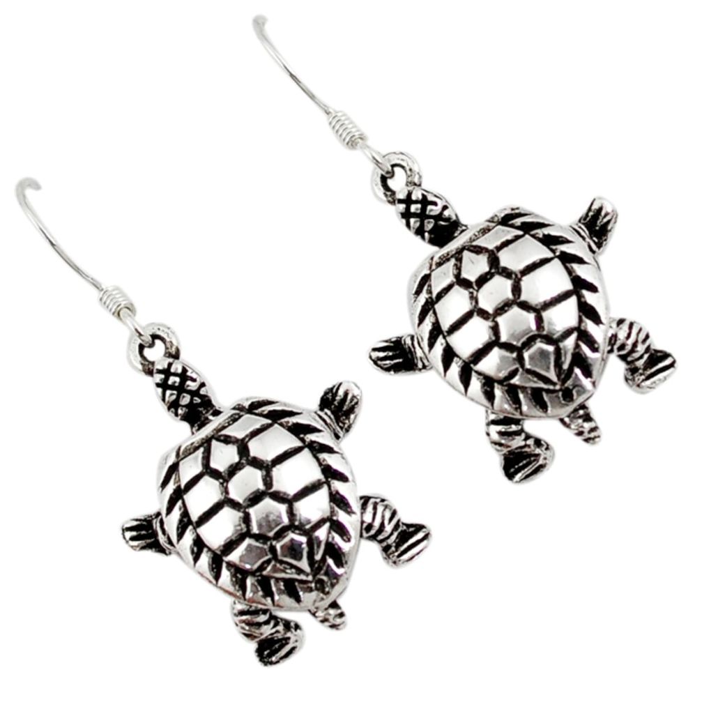 925 sterling plain silver tortoise charm dangle earrings jewelry a20271