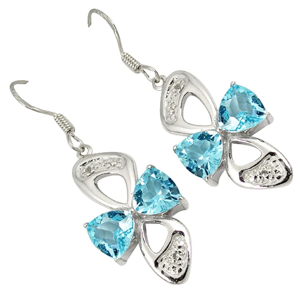 8.74cts natural blue topaz 925 sterling silver dangle earrings jewelry a23031