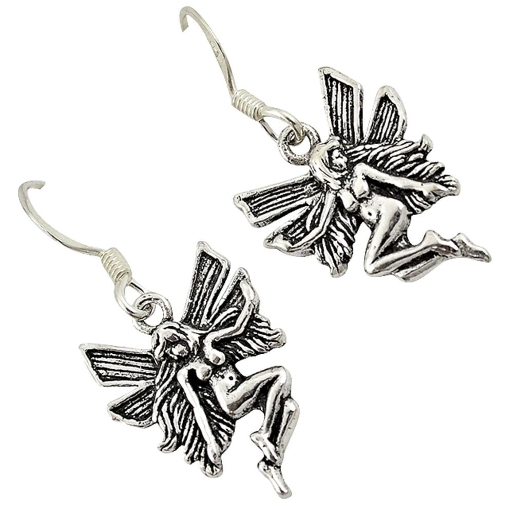 925 sterling plain silver angel wings fairy dangle earrings jewelry a23368