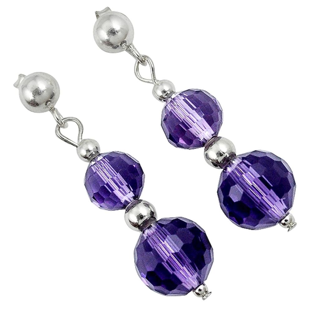 Natural purple amethyst 925 sterling silver dangle earrings jewelry a23423