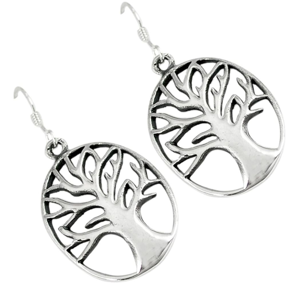 Indonesian bali java island 925 silver tree of life earrings jewelry a29240