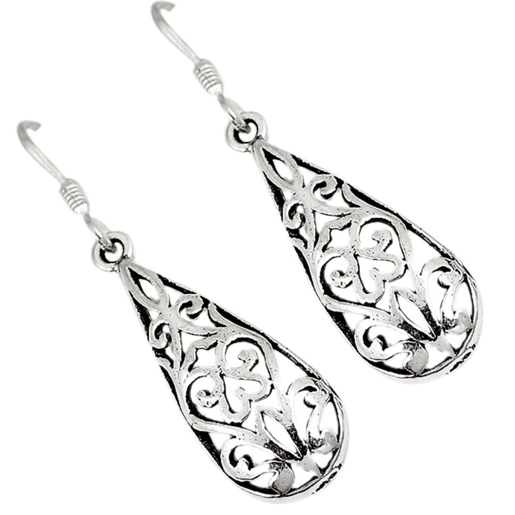 Indonesian bali java island 925 sterling silver dangle plain earrings a29270
