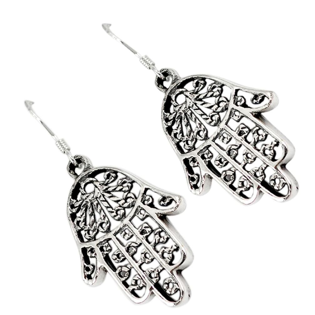 Indonesian bali java island 925 silver hand of god hamsa earrings jewelry a29309