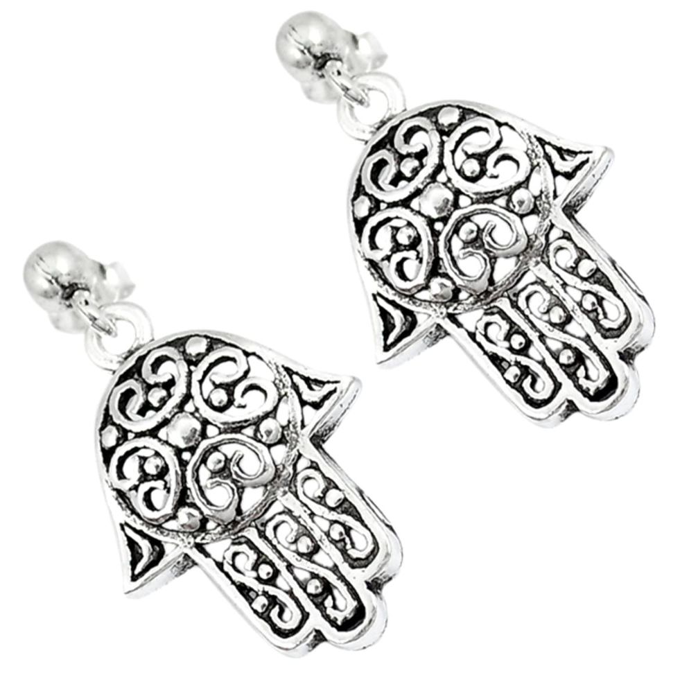 Indonesian bali java island 925 silver hand of god hamsa earrings jewelry a29314