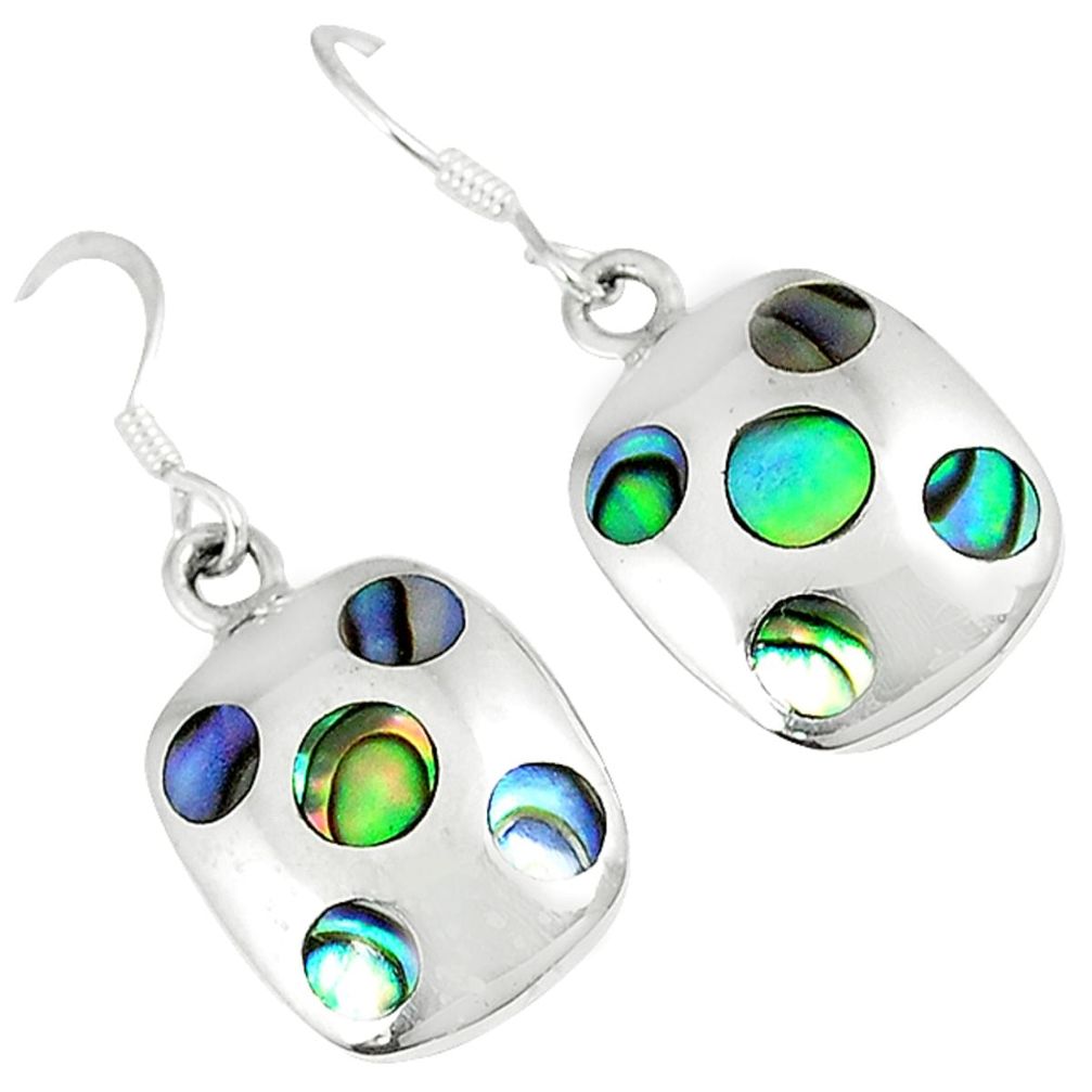 Clearance Sale-Green abalone paua seashell enamel 925 silver dangle earrings jewelry a29476