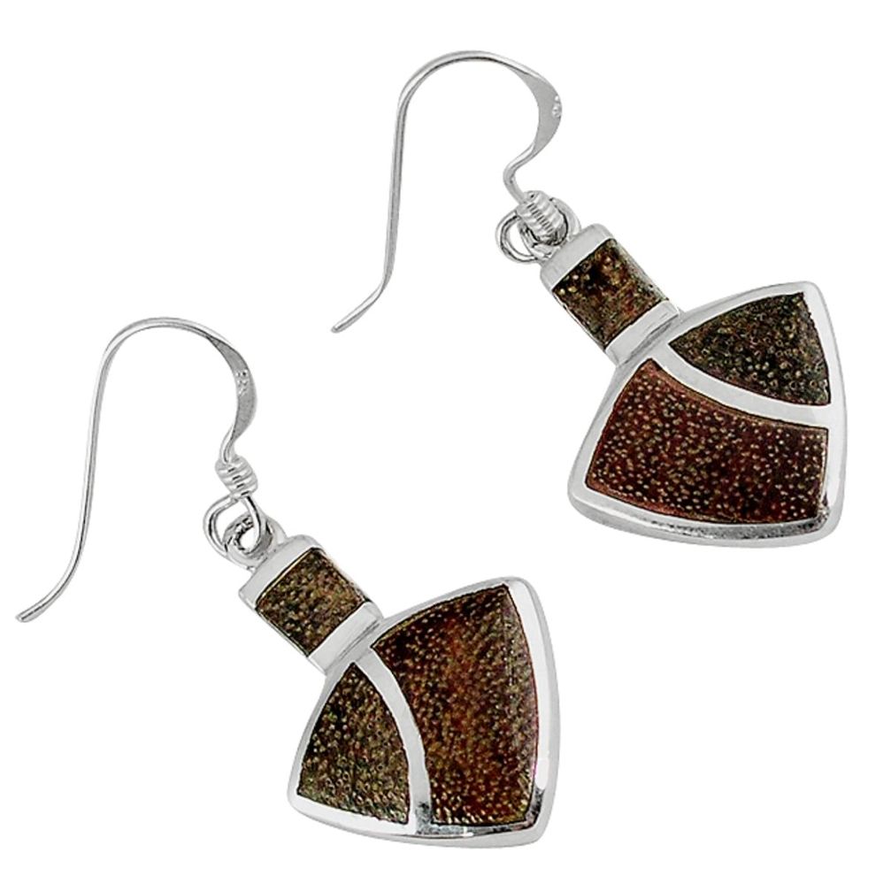 6.61gms indonesian bali java island enamel 925 silver dangle earrings a30251