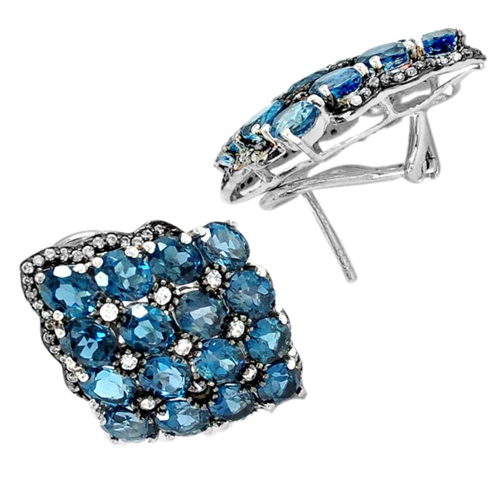 Natural london blue topaz 925 sterling silver stud earrings jewelry a30435