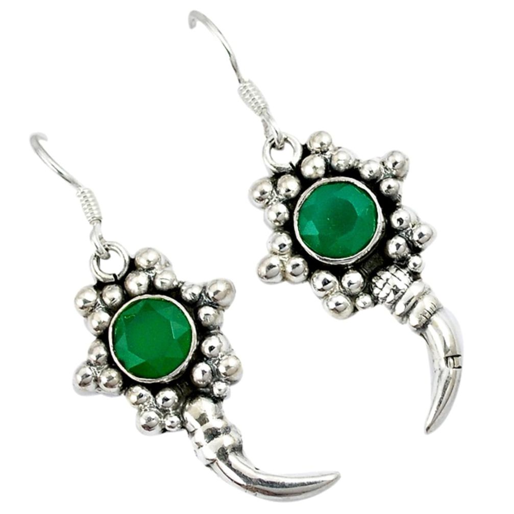 Natural green chalcedony 925 sterling silver dangle earrings jewelry a30716