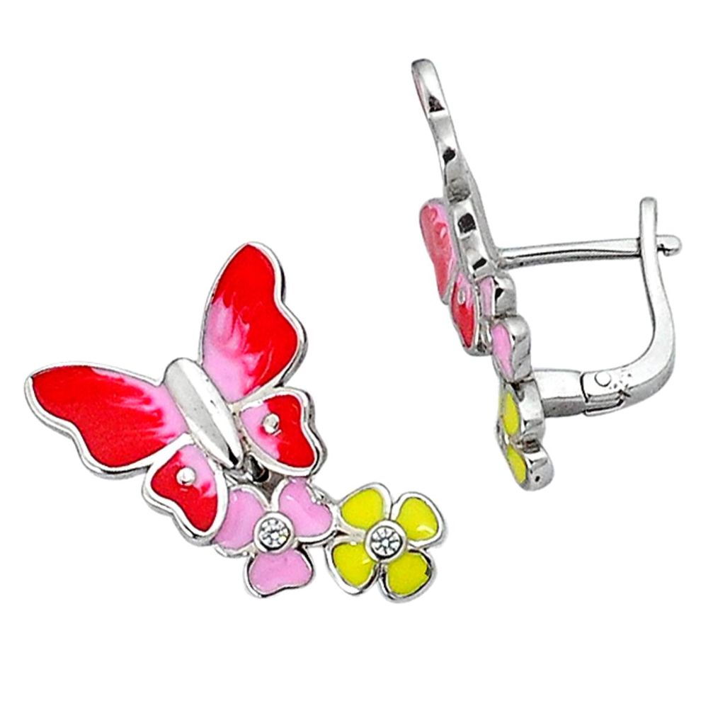 925 sterling silver natural white topaz enamel stud butterfly earrings a34766