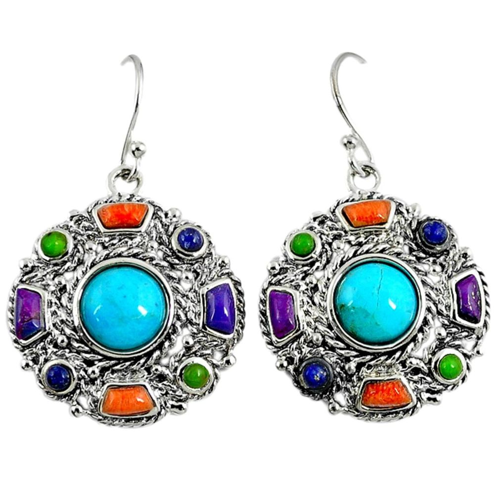 925 silver southwestern blue arizona turquoise lapis dangle earrings a37370