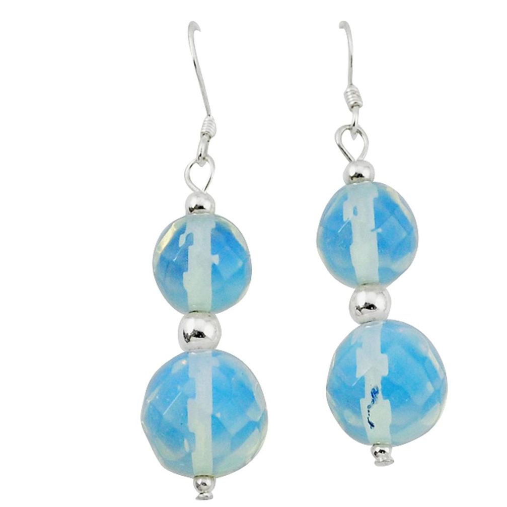 Natural white opalite 925 sterling silver dangle earrings jewelry a43211