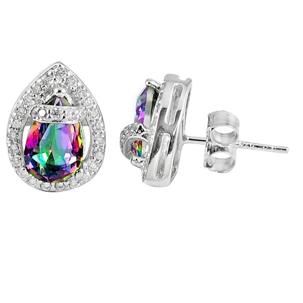 6.43cts multicolor rainbow topaz topaz 925 sterling silver stud earrings a45564