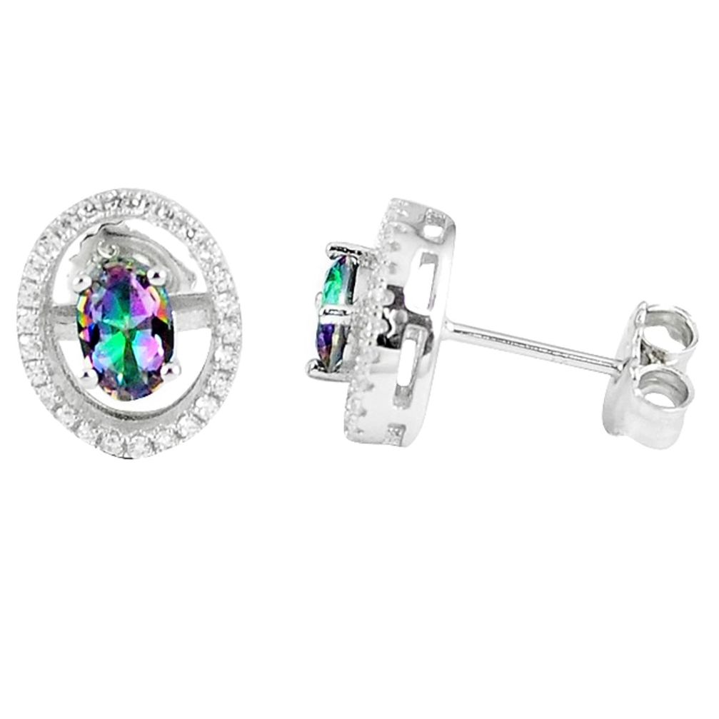 3.64cts multicolor rainbow topaz topaz 925 sterling silver stud earrings a45567