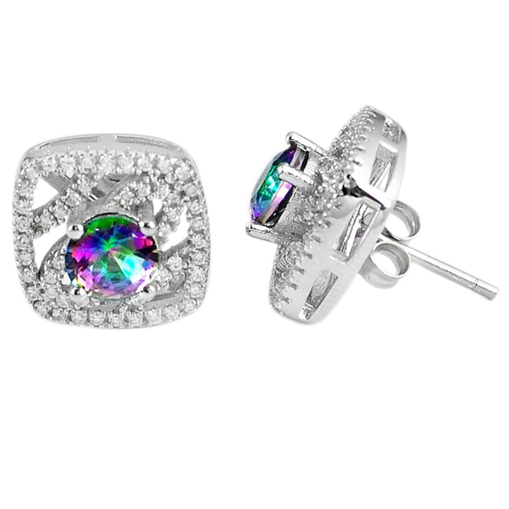 7.58cts multicolor rainbow topaz topaz 925 sterling silver stud earrings a45572