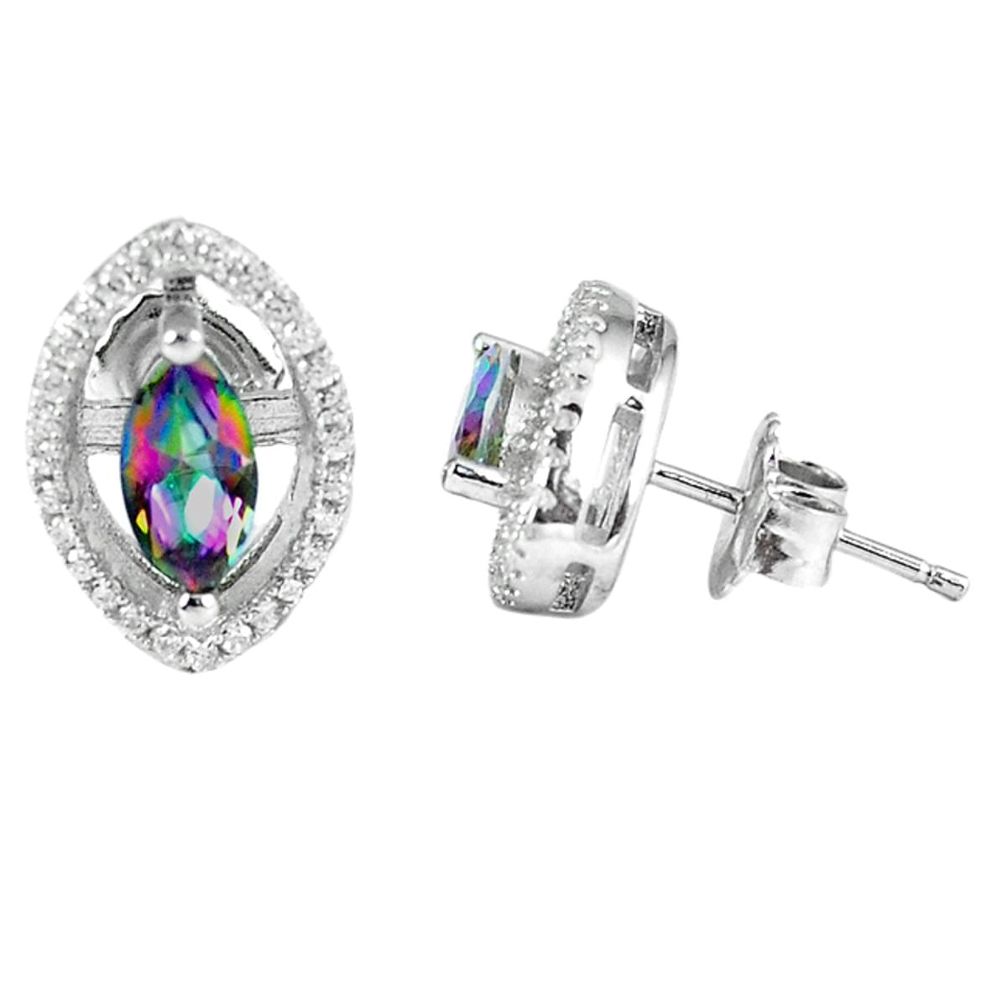 4.43cts multicolor rainbow topaz topaz 925 sterling silver stud earrings a45597