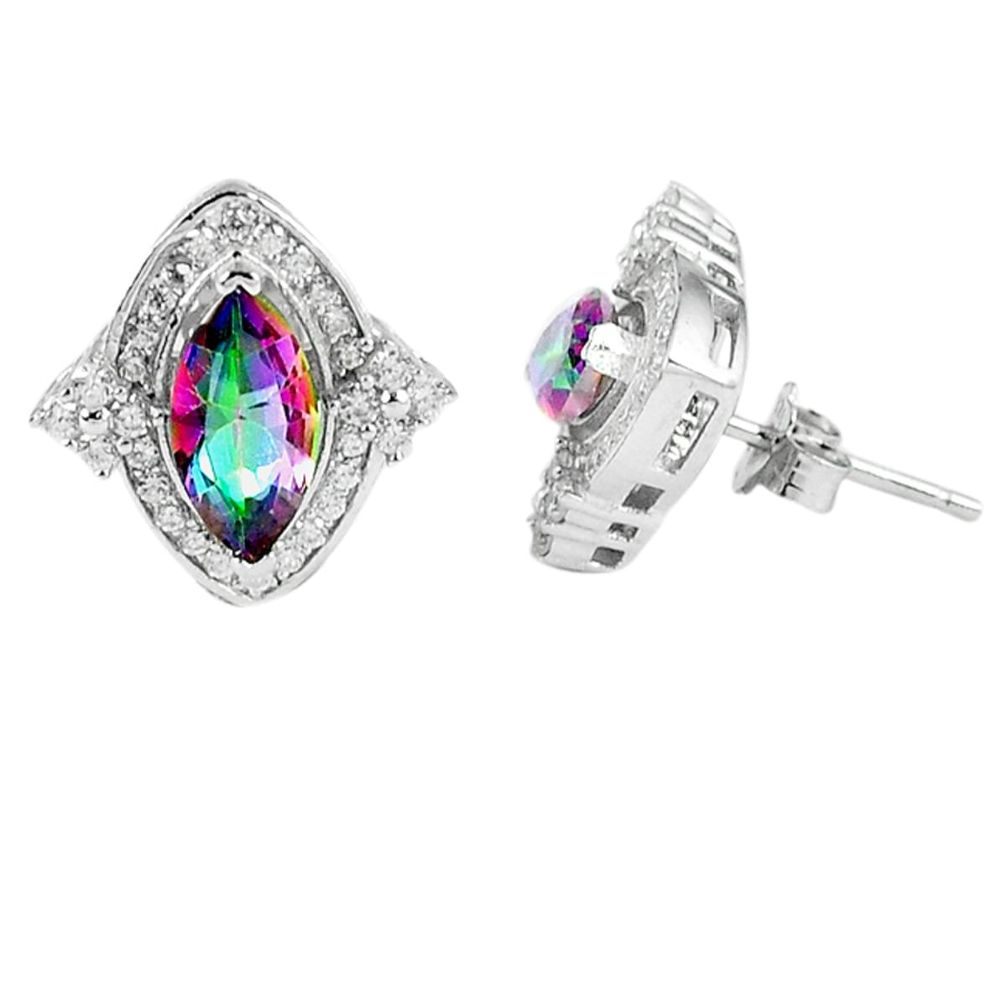 5.62cts multicolor rainbow topaz topaz 925 sterling silver stud earrings a45598