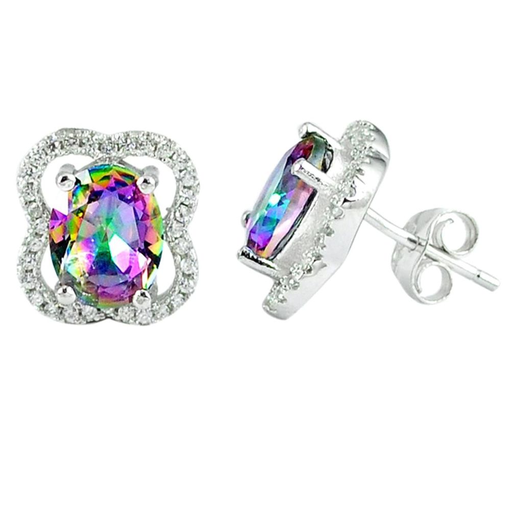 7.04cts multicolor rainbow topaz topaz 925 sterling silver stud earrings a45603