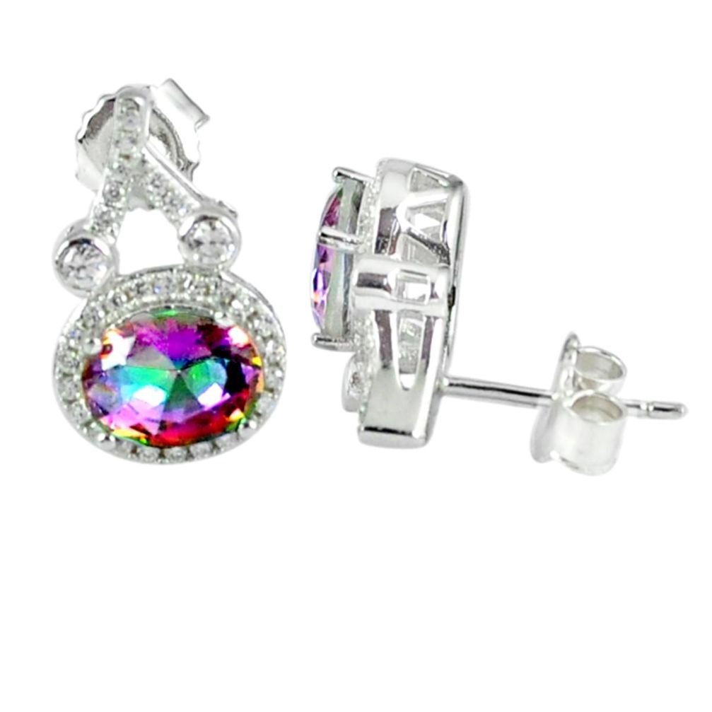 6.98cts multicolor rainbow topaz topaz 925 sterling silver stud earrings a45609