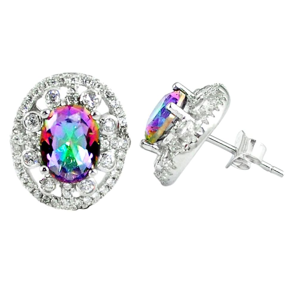 8.50cts multicolor rainbow topaz topaz 925 sterling silver stud earrings a45612