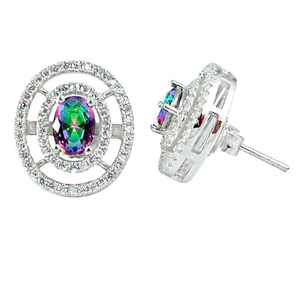 6.07cts multicolor rainbow topaz topaz 925 sterling silver stud earrings a45615