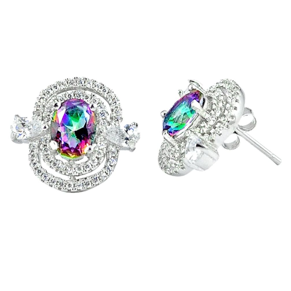 8.61cts multicolor rainbow topaz topaz 925 sterling silver stud earrings a45617